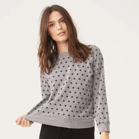 Monrow Tops - Monrow heathered Star-Print Vintage Raglan Sweater Sweatshirt Pullover sz small